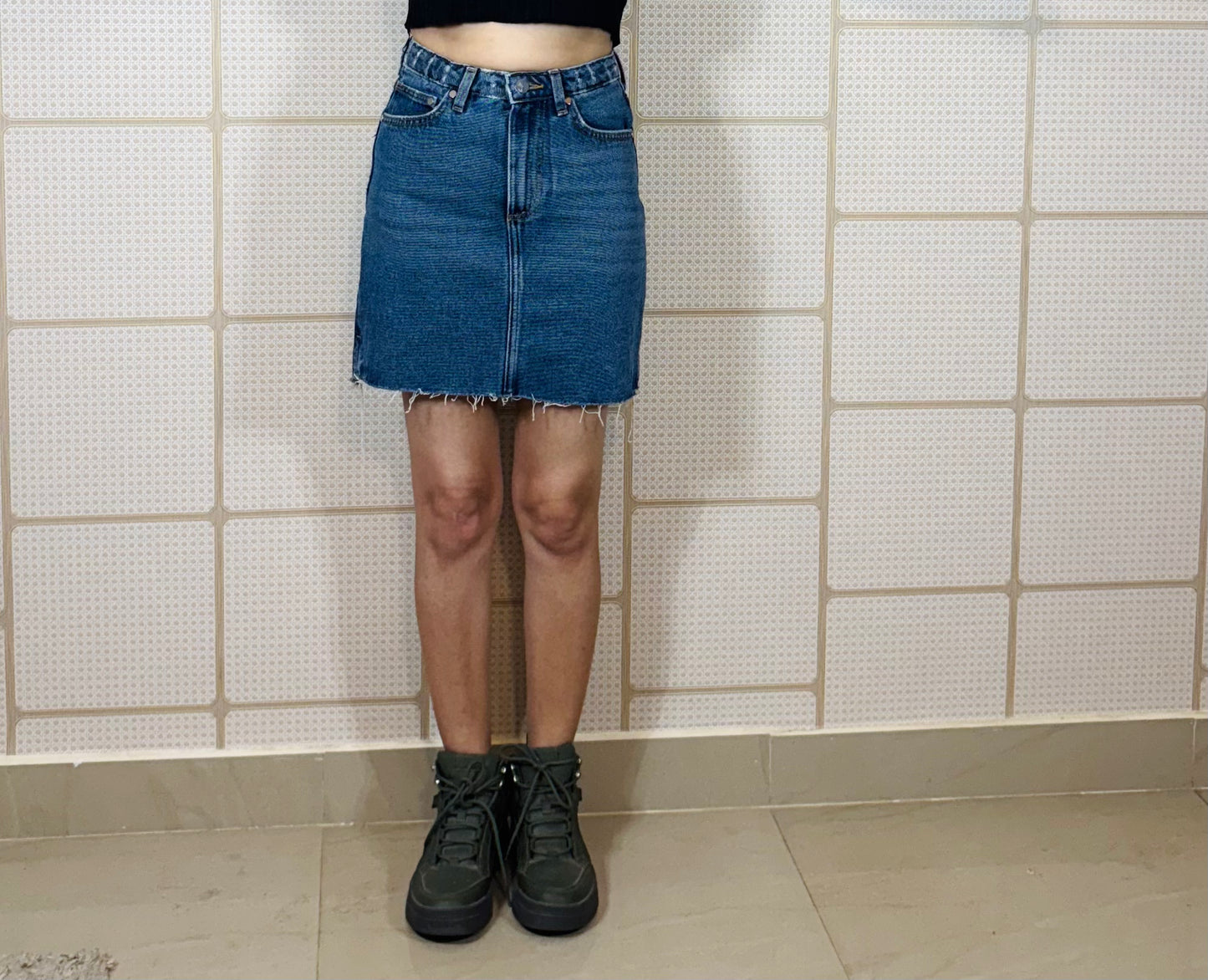 Blue Slate Slit Skirt
