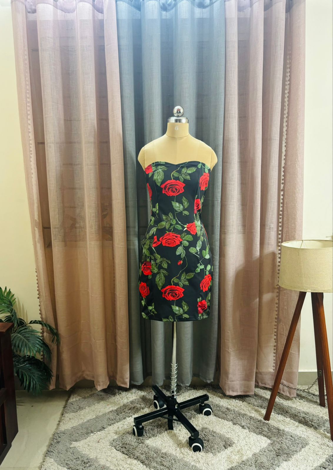 Floral Black Tube Dress
