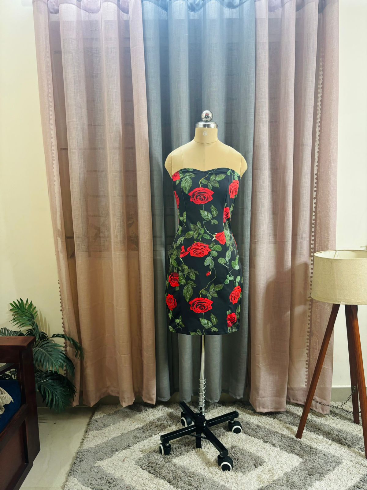 Floral Black Tube Dress
