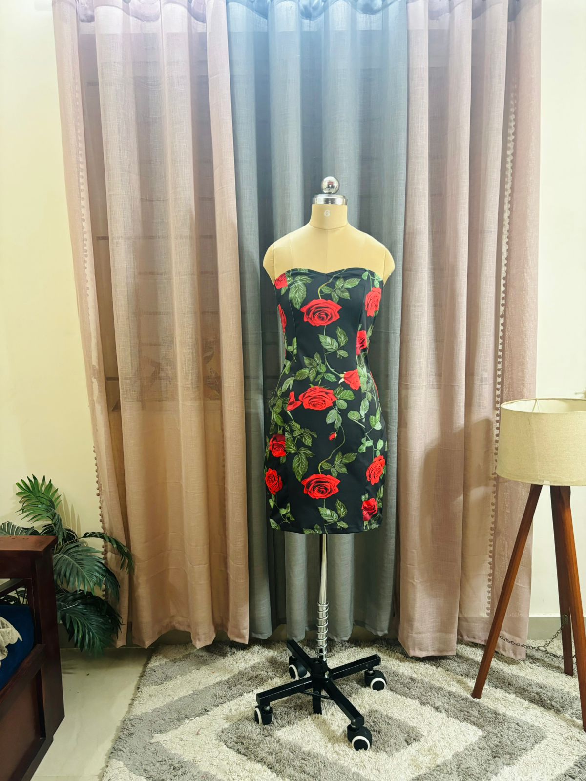 Floral Black Tube Dress