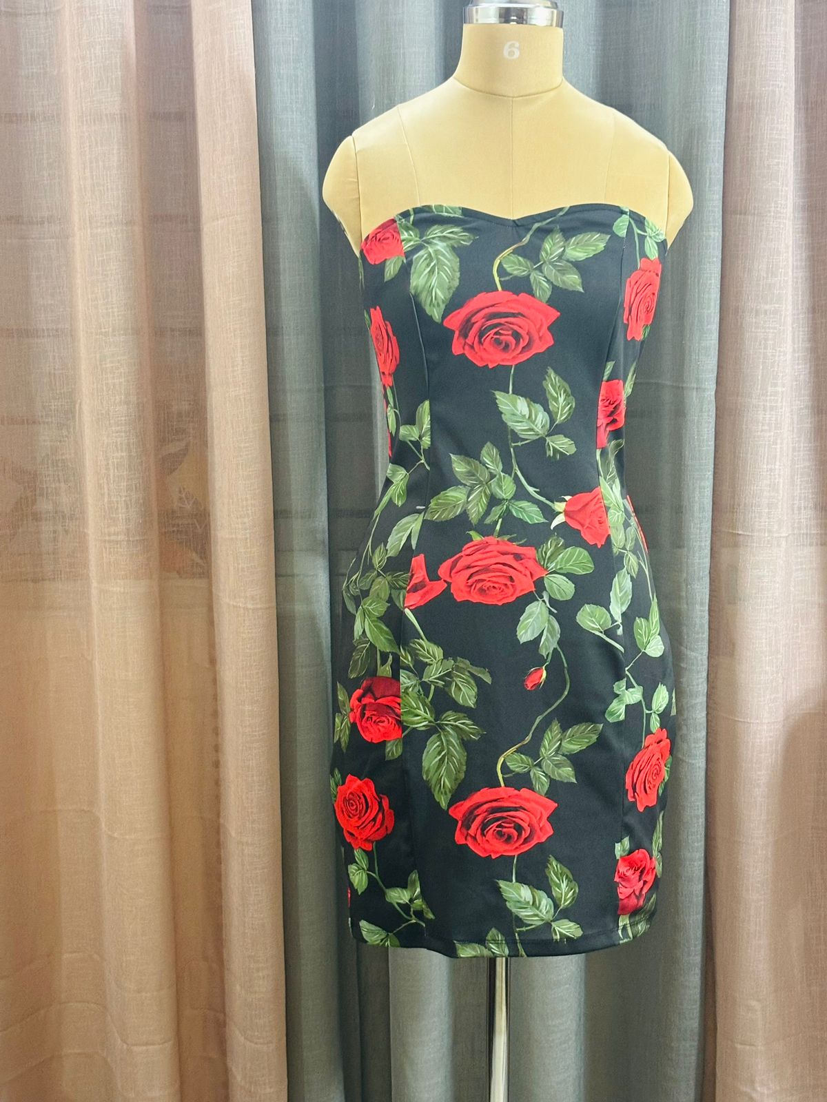 Floral Black Tube Dress