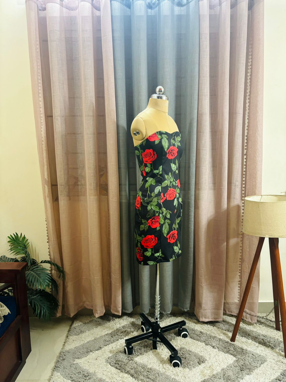 Floral Black Tube Dress