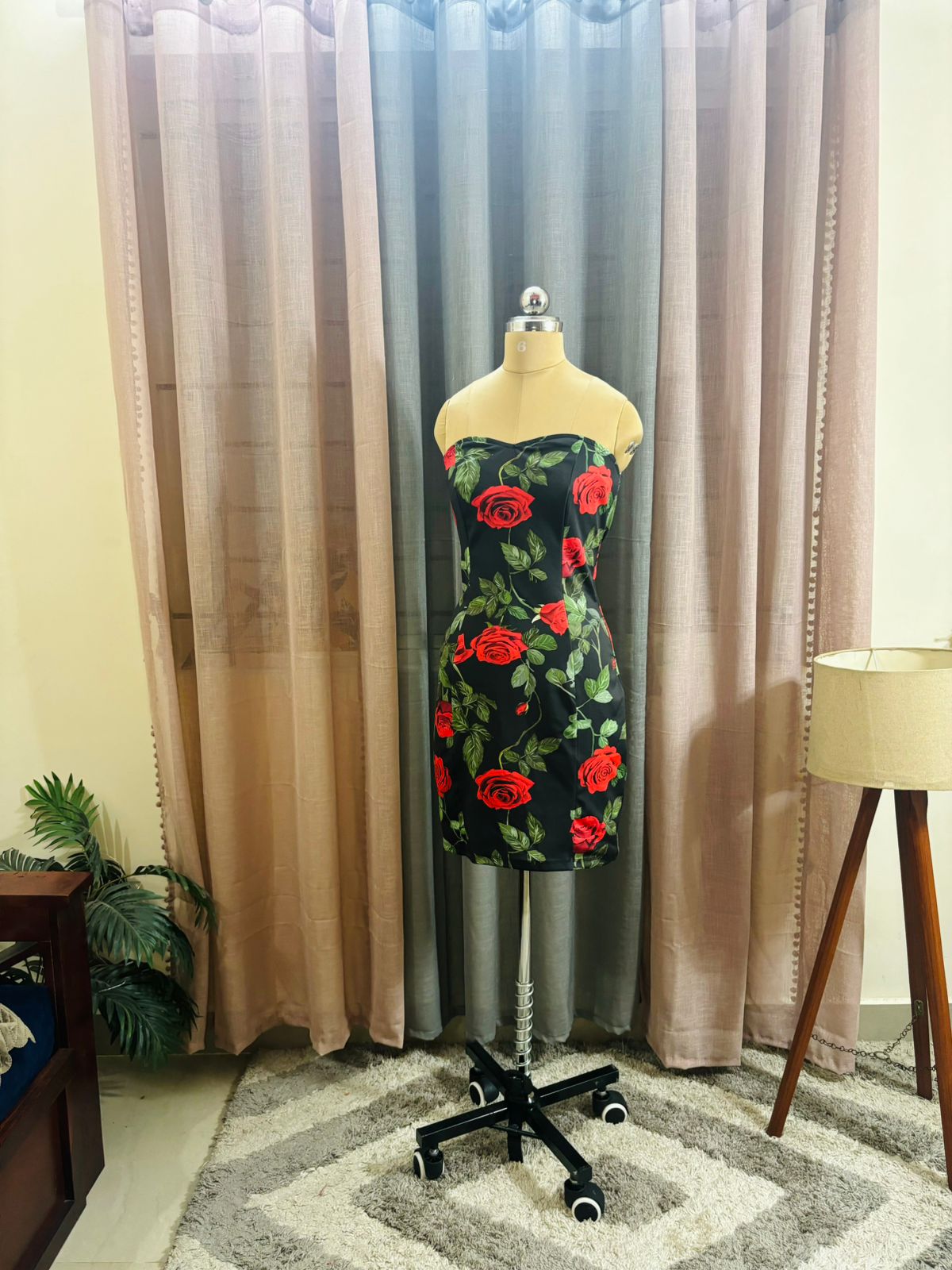 Floral Black Tube Dress
