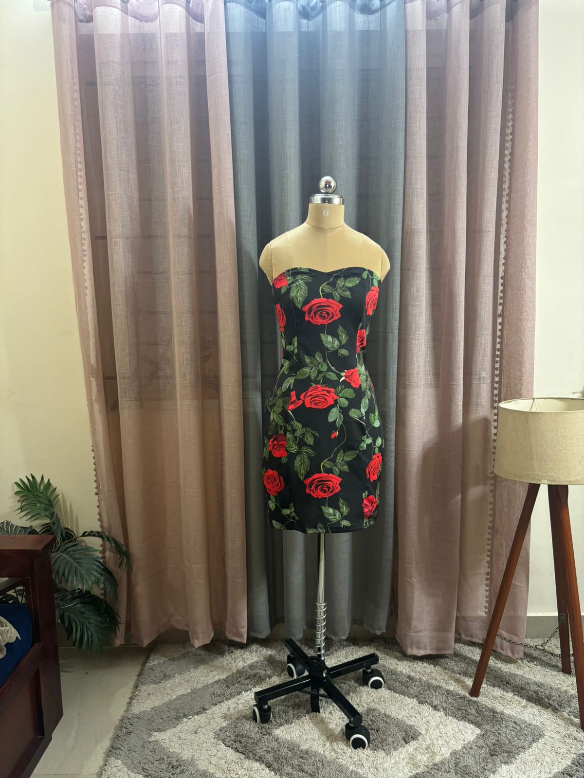Floral Black Tube Dress
