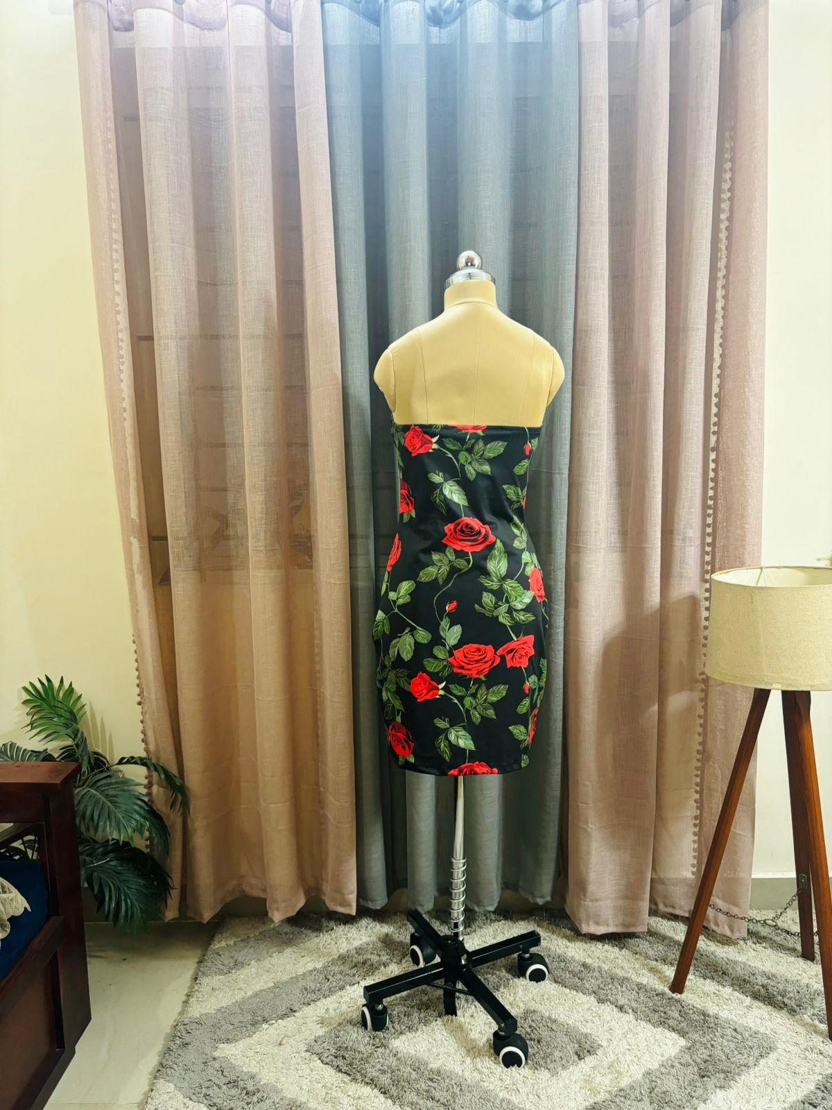 Floral Black Tube Dress