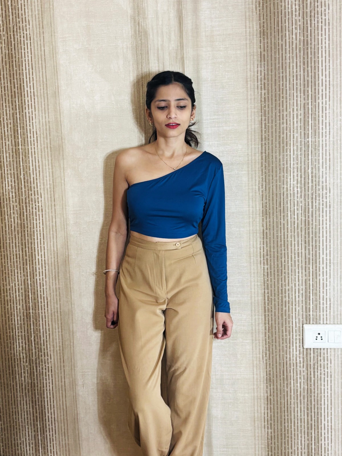 Midnight Wave One-Shoulder Top