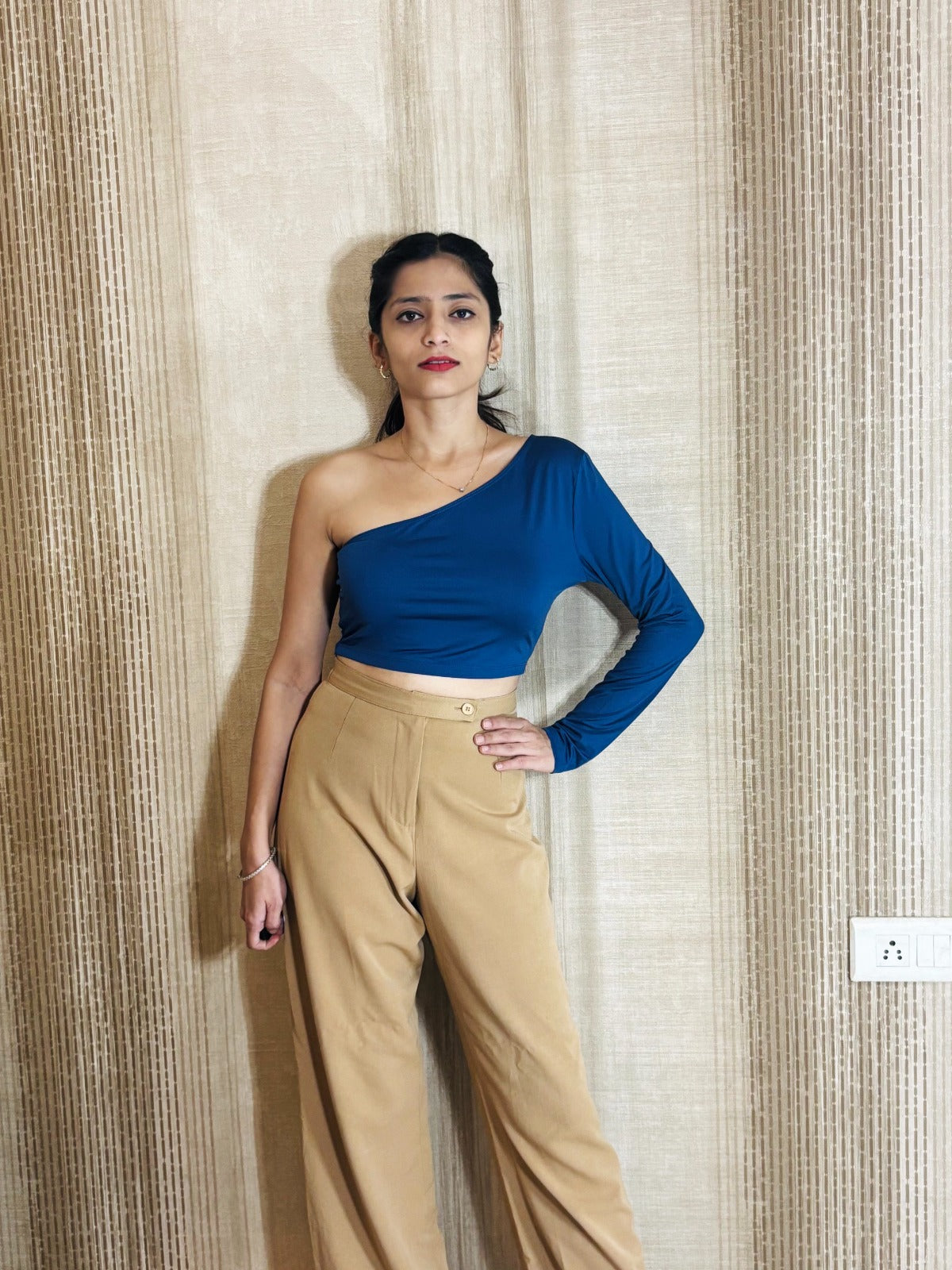 Midnight Wave One-Shoulder Top