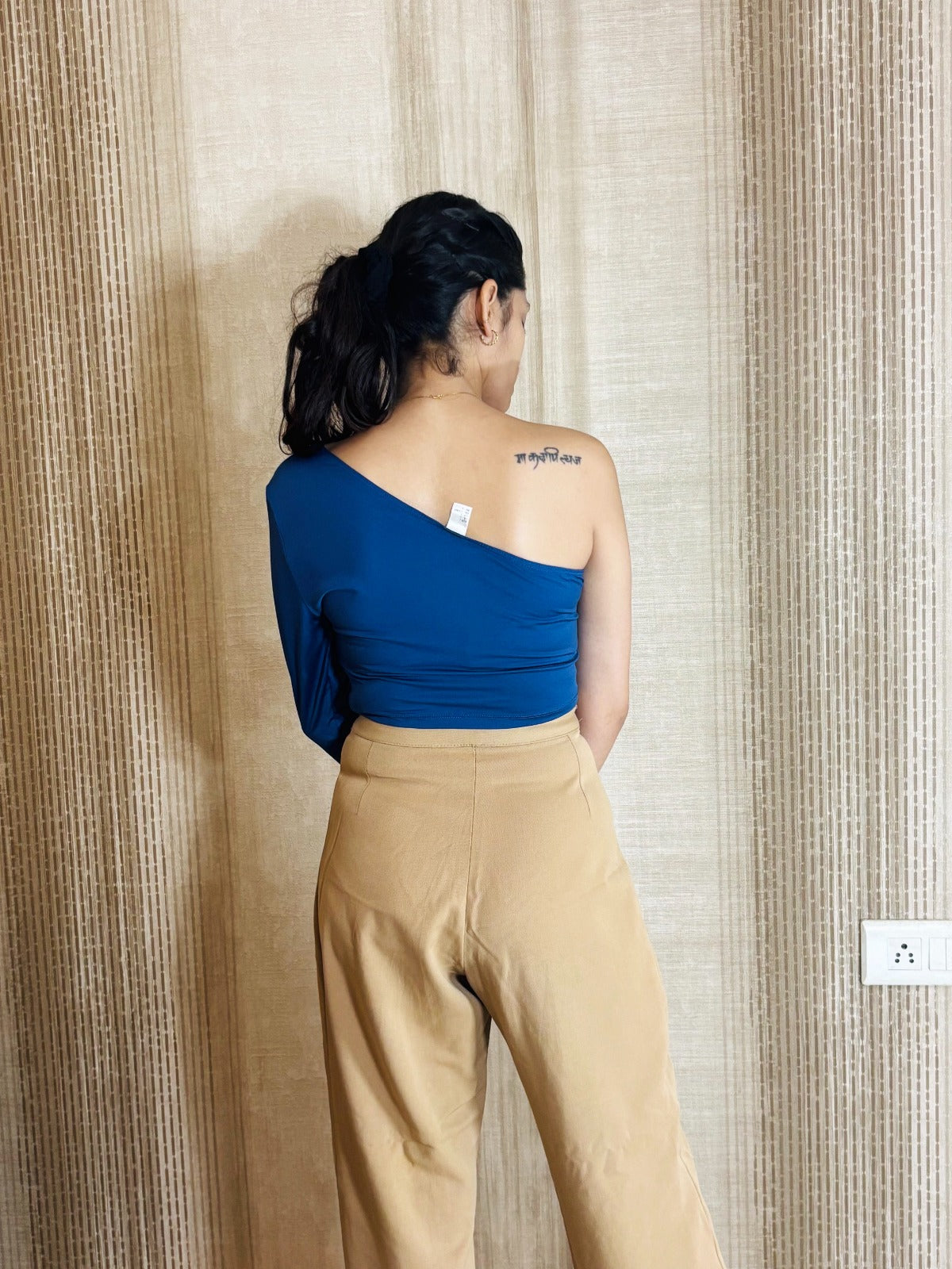 Midnight Wave One-Shoulder Top