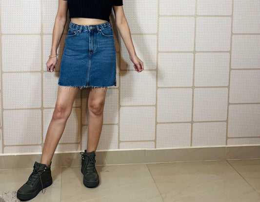 Blue Slate Slit Skirt