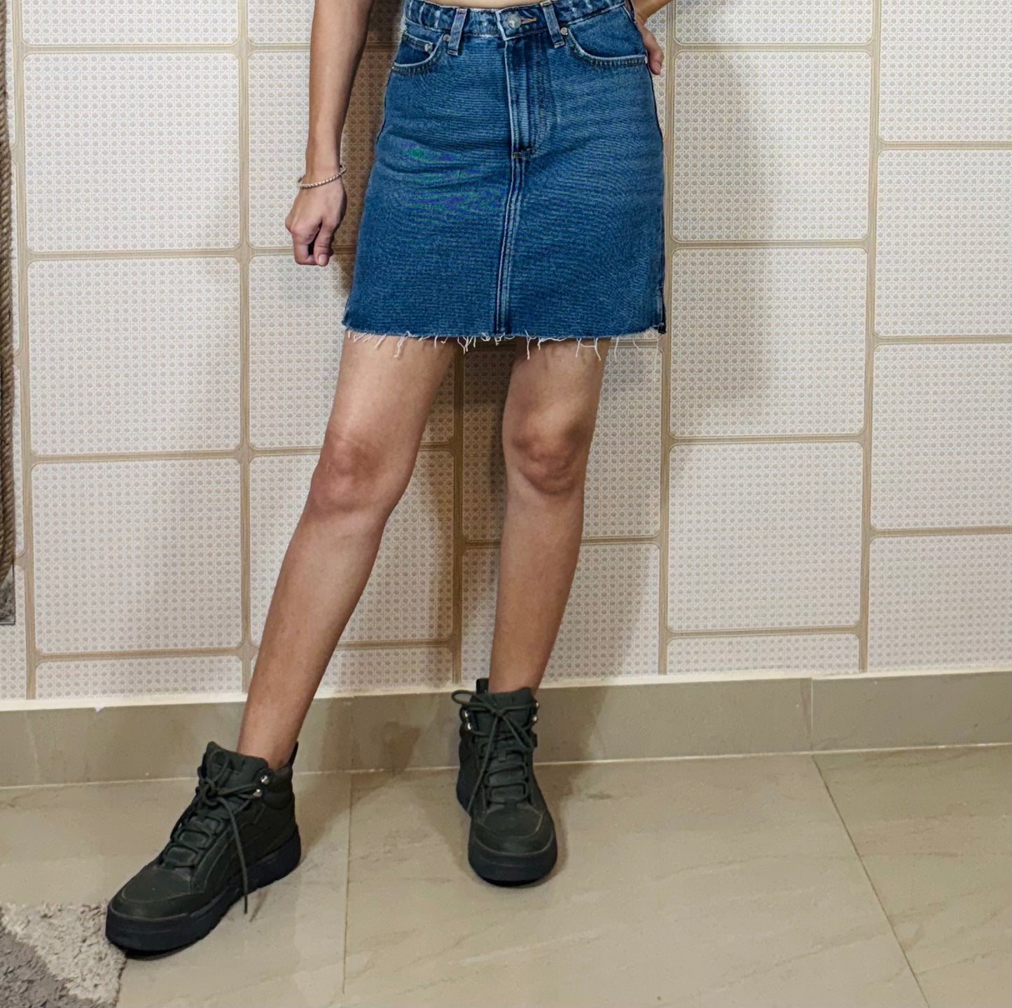 Blue Slate Slit Skirt
