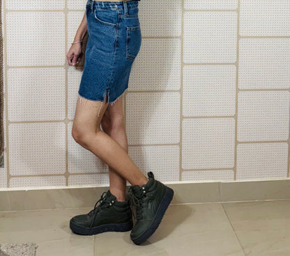 Blue Slate Slit Skirt