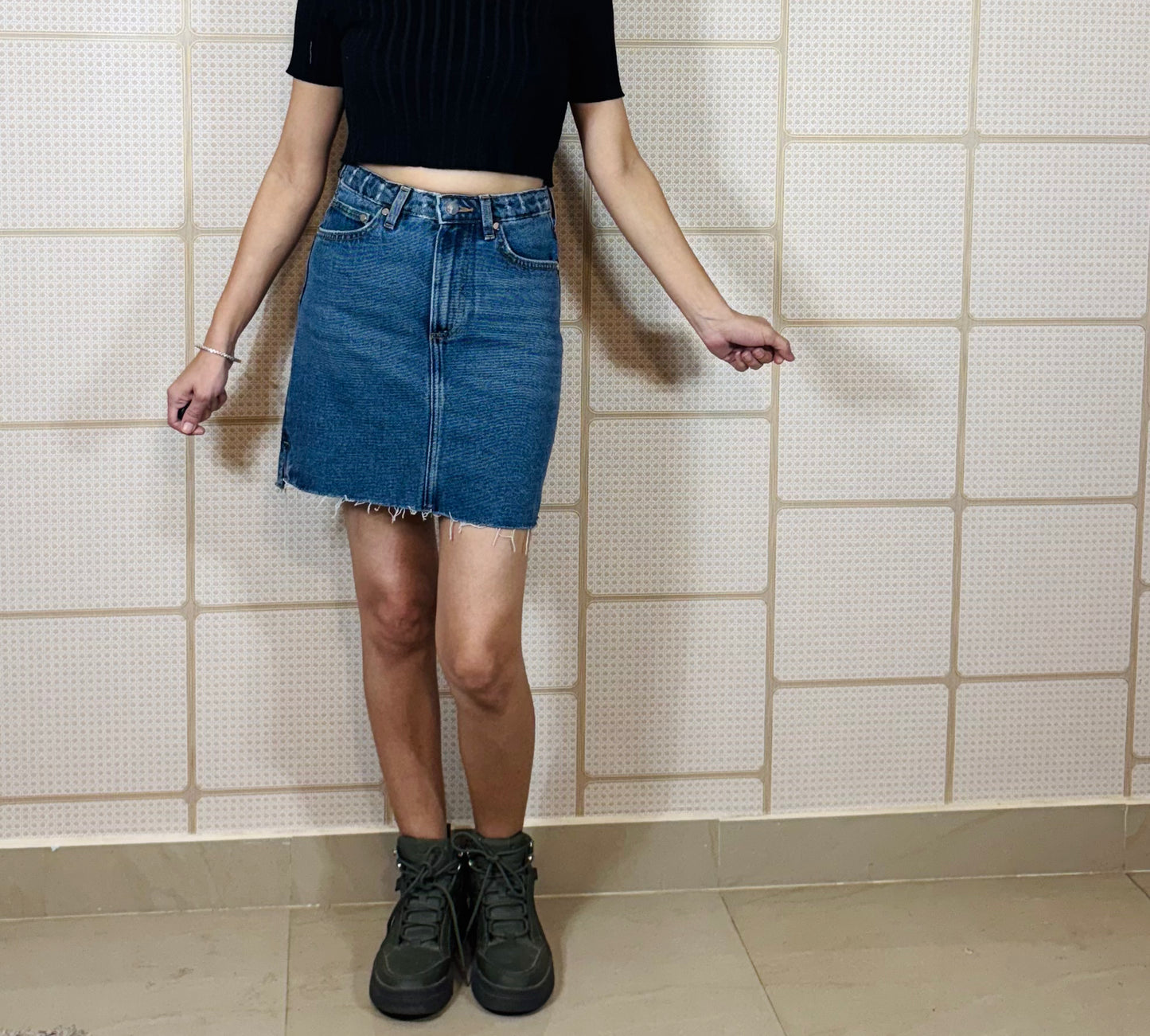 Blue Slate Slit Skirt