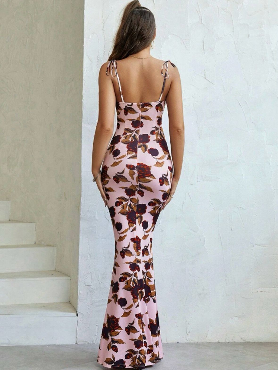 Peach Floral Maxi Dress