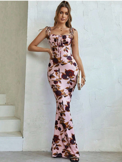 Peach Floral Maxi Dress
