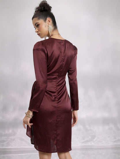 Maroon Satin Dress