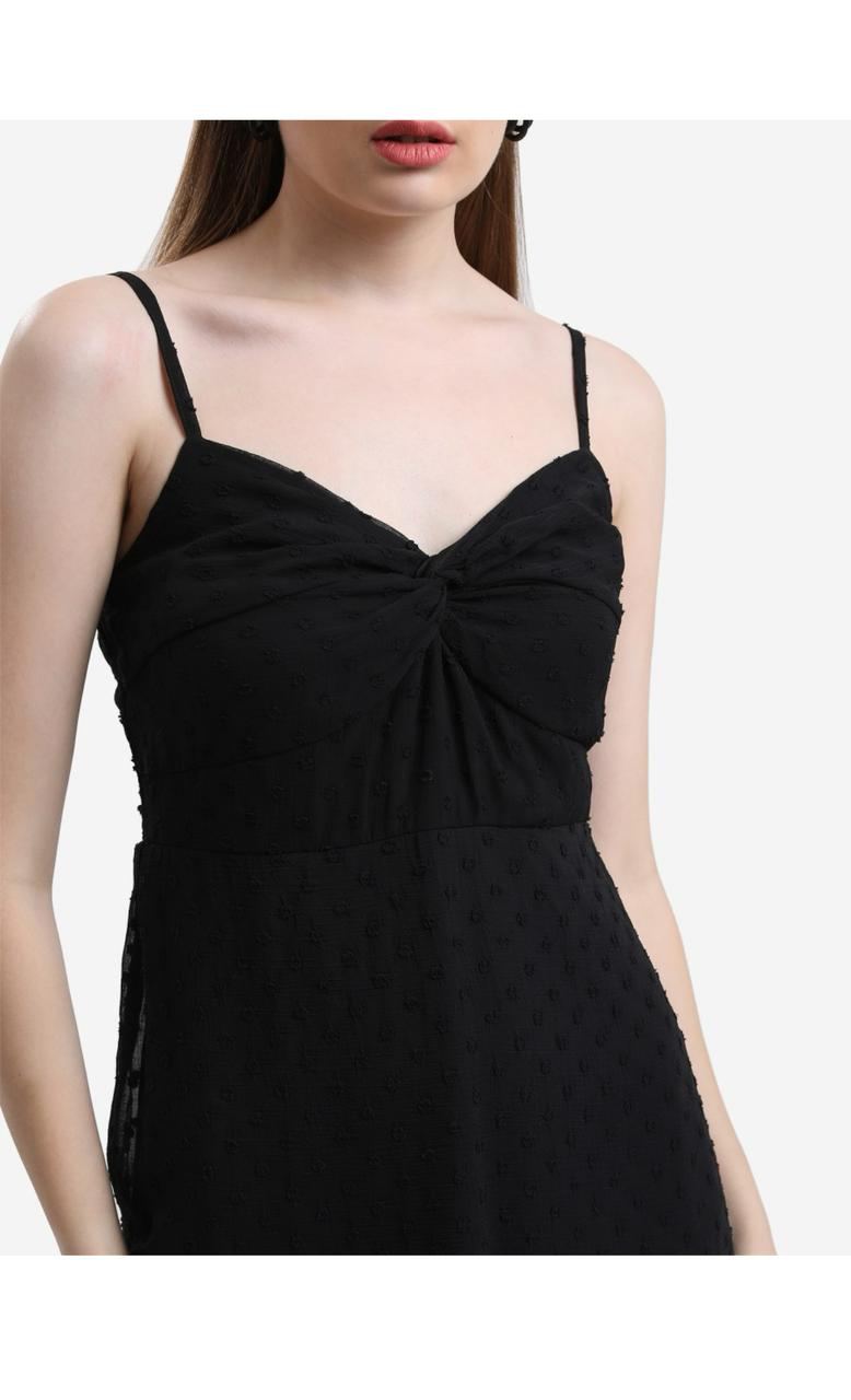 Dobby Black Strappy Dress