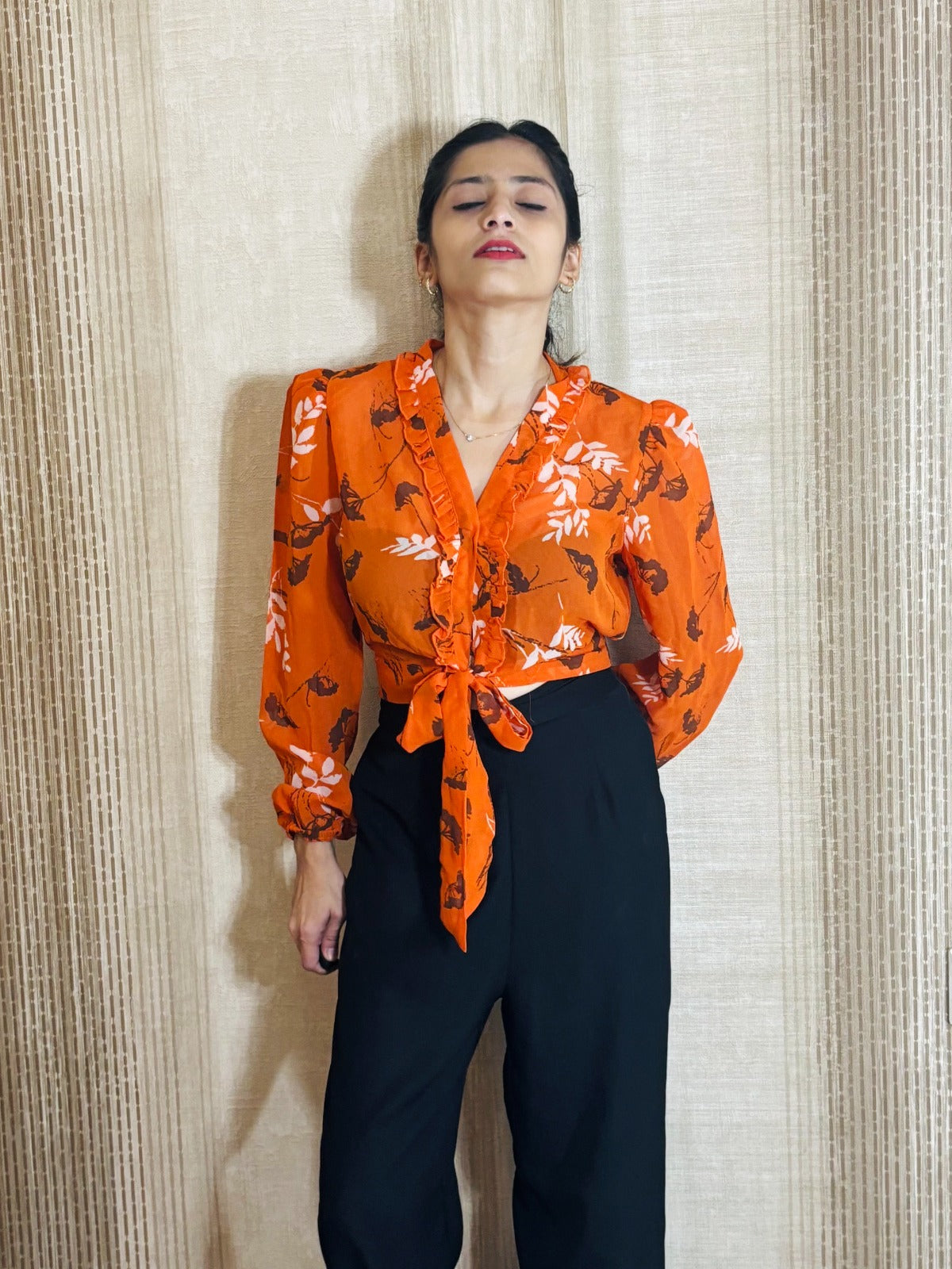 Casual Printed Women Orange Top