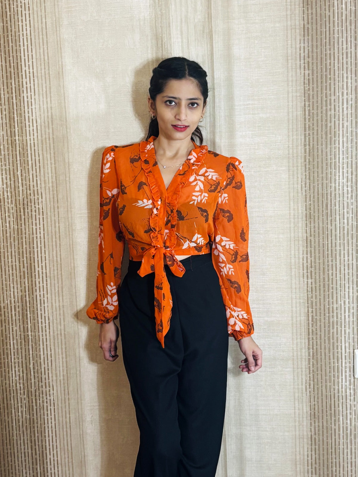 Casual Printed Women Orange Top