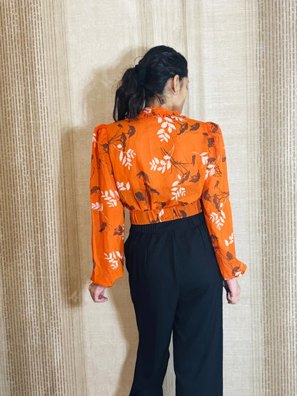 Casual Printed Women Orange Top