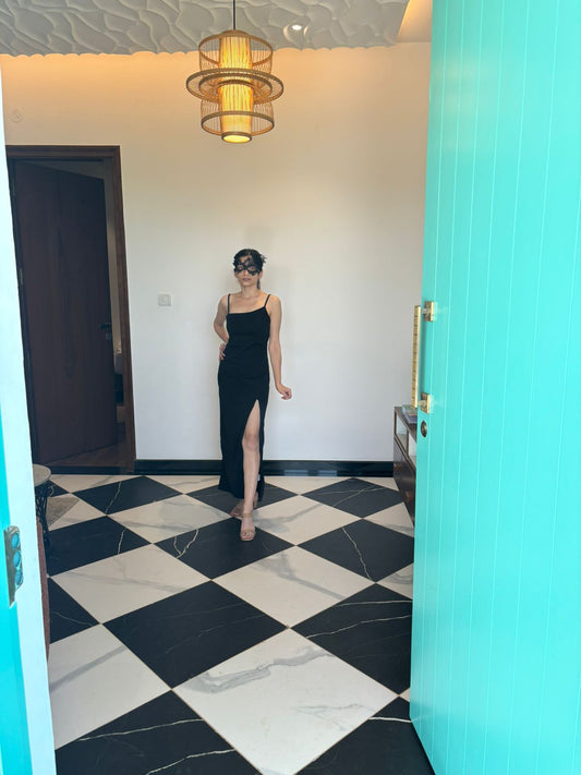 Black Slit Maxi Dress