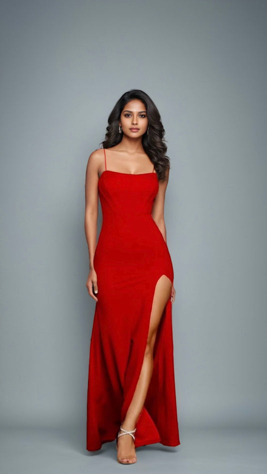 Red Slit Maxi Dress