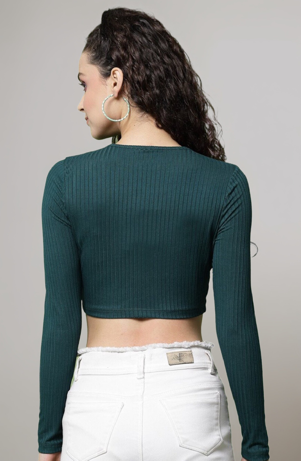 Teal Ribbed Textured Top